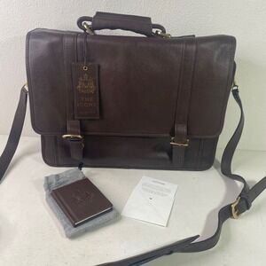 Hidesign The Icons Brown Leather Messenger Briefcase Laptop Bag Brass Hardware